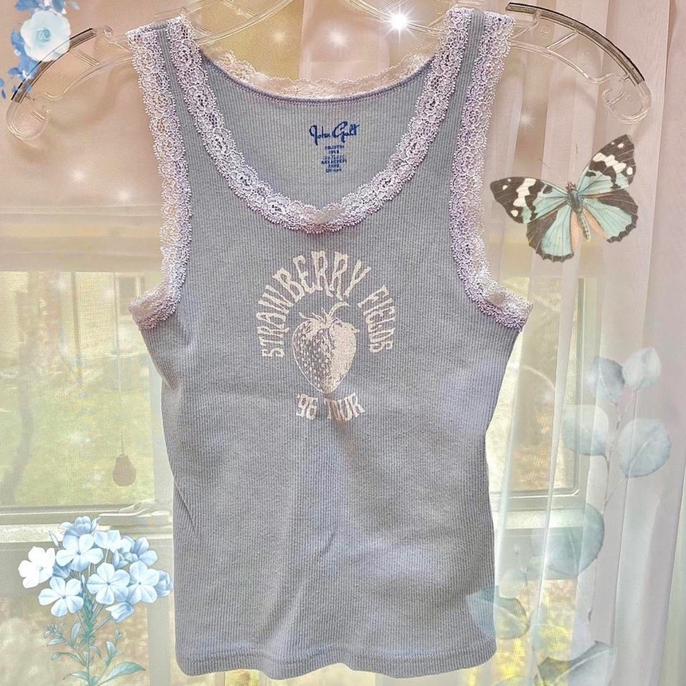 Brandy Melville Pastel Blue Strawberry fields Top